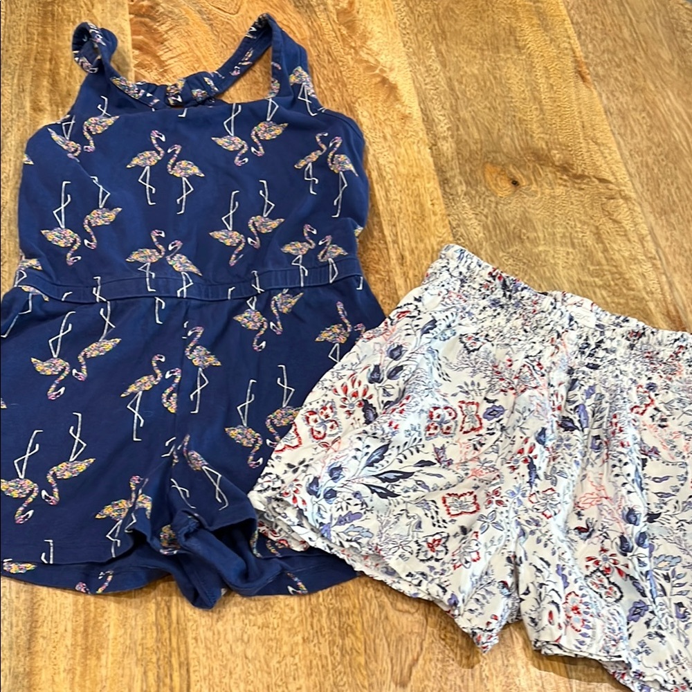 Next Direct Kids Floral Shorts Set - Blue and Cream